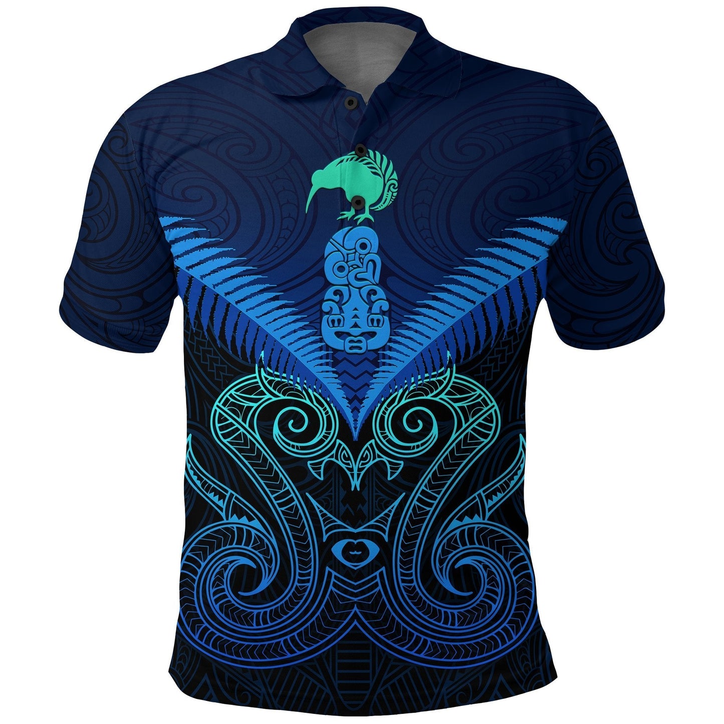 Maori Manaia New Zealand Polo Shirt Blue