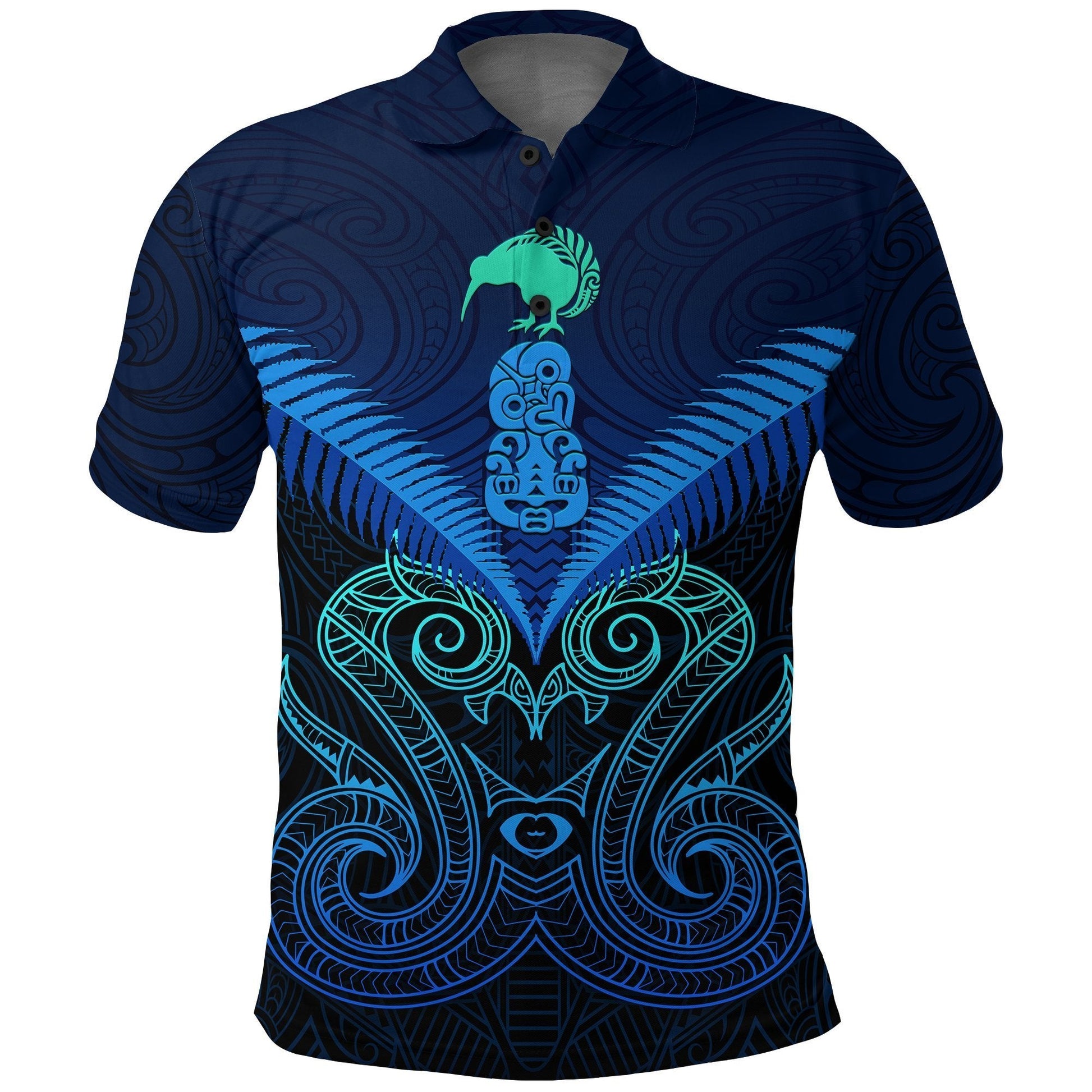 Maori Manaia New Zealand Polo Shirt Blue
