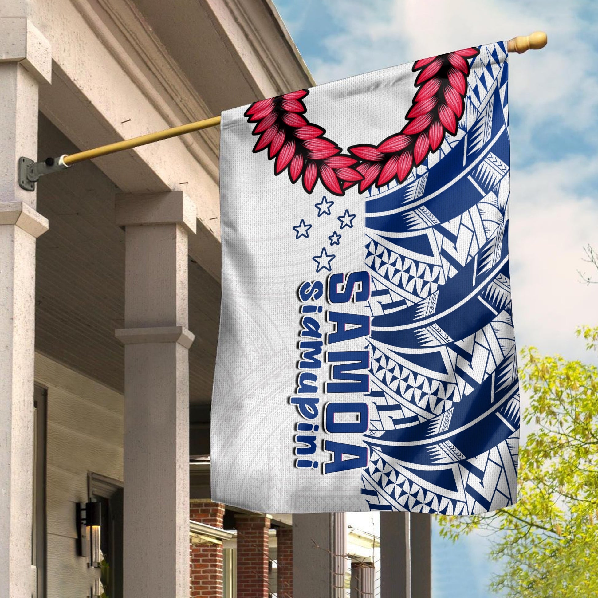 Toa Samoa Rugby Flag Siamupini Ula Fala White Ver.02