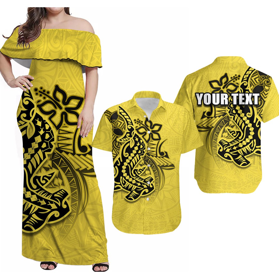 (Custom Personalised) Hammerhead shark Matching Clothes For Couples Combo Hawaii Flowers Dress And Shirt Polynesian Style No.8