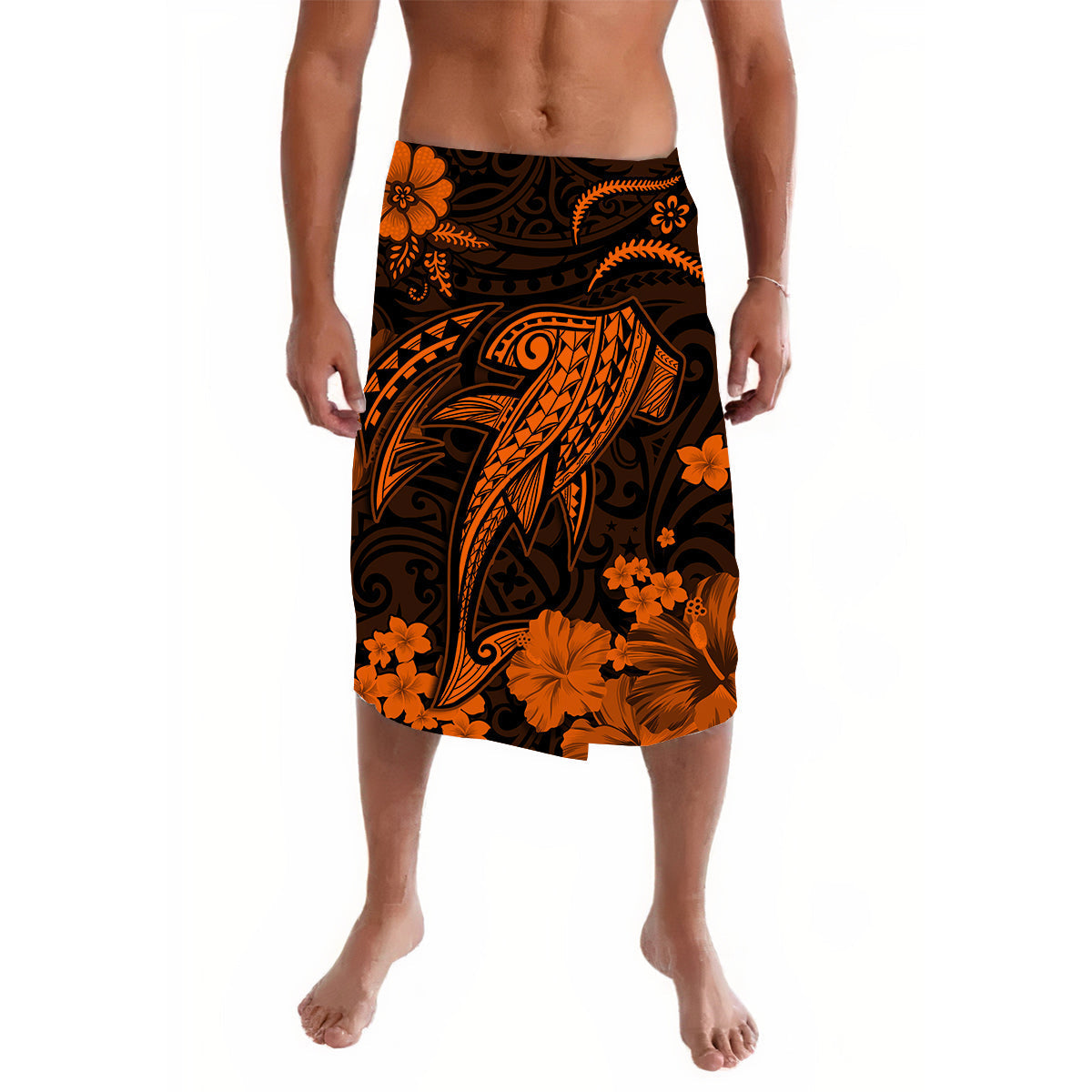 Hawaii Lavalava Polynesia Orange Shark