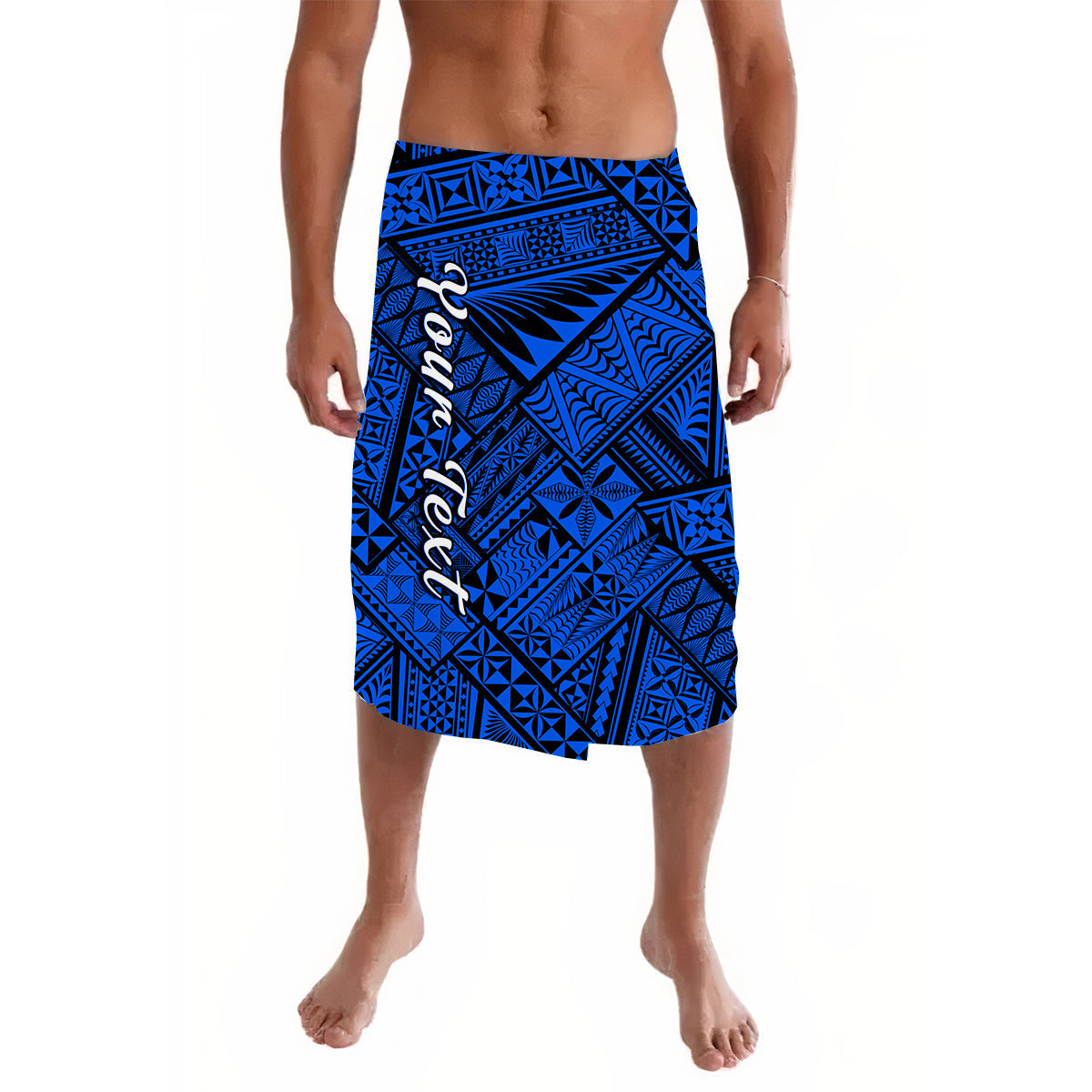 (Custom Personalised) Polynesia Lavalava Ngatu Tonga Pattern Special Blue