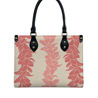 Tropical Puakenikeni Hawaiian Flower Lei Leather Handbag