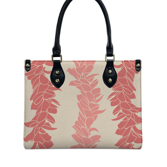 Tropical Puakenikeni Hawaiian Flower Lei Leather Handbag