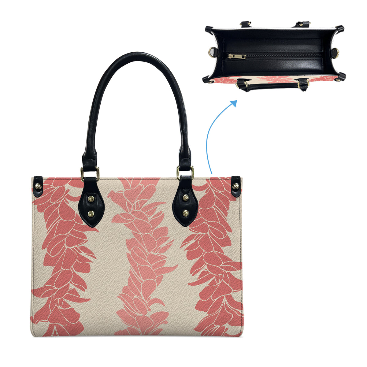 Tropical Puakenikeni Hawaiian Flower Lei Leather Handbag