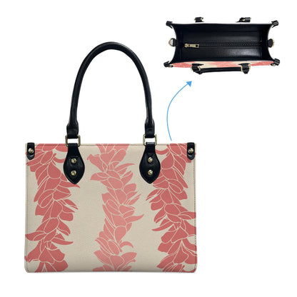 Tropical Puakenikeni Hawaiian Flower Lei Leather Handbag