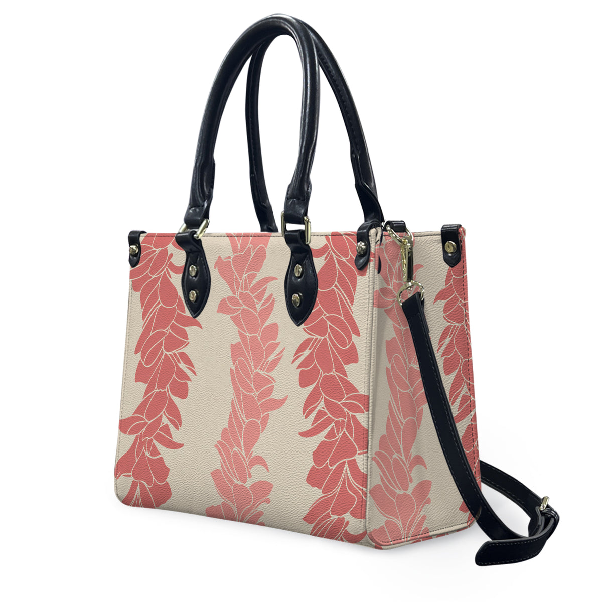 Tropical Puakenikeni Hawaiian Flower Lei Leather Handbag