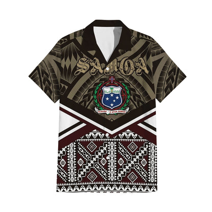 Samoa Vintage Couple Outfit Matching Polynesian Tribal Pattern Black Dress And Hawaiian Shirt