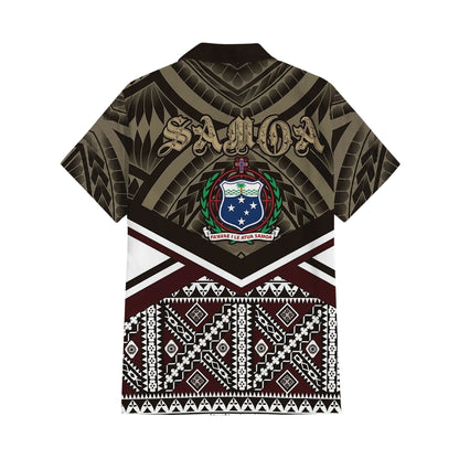 Samoa Vintage Couple Outfit Matching Polynesian Tribal Pattern Black Dress And Hawaiian Shirt