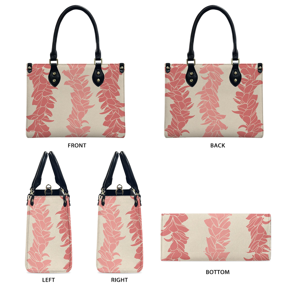 Tropical Puakenikeni Hawaiian Flower Lei Leather Handbag