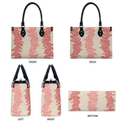 Tropical Puakenikeni Hawaiian Flower Lei Leather Handbag