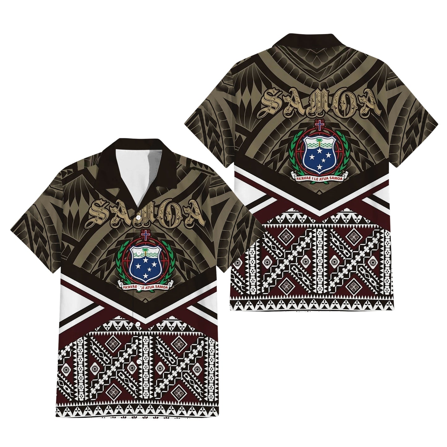 Samoa Vintage Couple Outfit Matching Polynesian Tribal Pattern Black Dress And Hawaiian Shirt