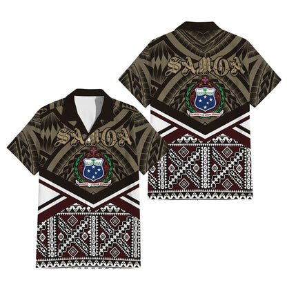 Samoa Vintage Couple Outfit Matching Polynesian Tribal Pattern Black Dress And Hawaiian Shirt