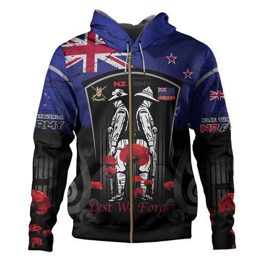 New Zealand Army Hoodie NZ Soldier Zip Hoodie All Over Print