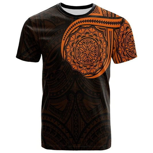 New Zealand Shirt Polynesian Maori Rugby Ball Print Orange T Shirt All Over Print