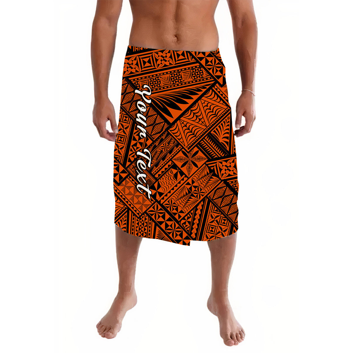 (Custom Personalised) Polynesia Lavalava Ngatu Tonga Pattern Special Orange