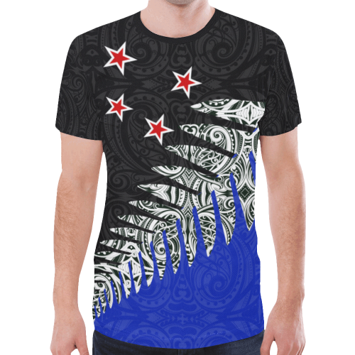 New Zealand Flag Shirt, Maori Tattoo Silver Fern T - Shirt