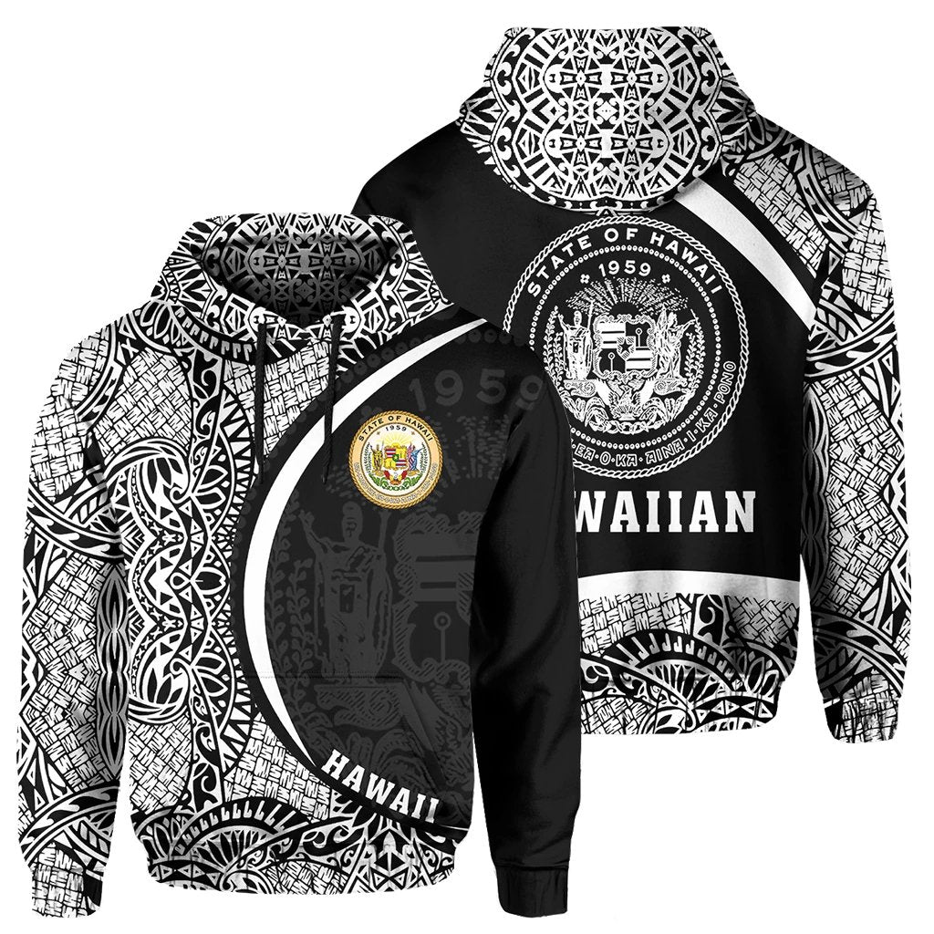 Hawaii Polynesian Hoodie White Round Style