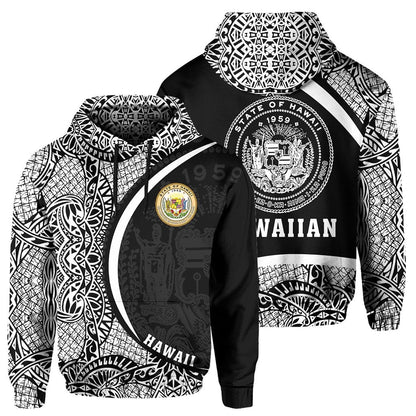 Hawaii Polynesian Hoodie White Round Style