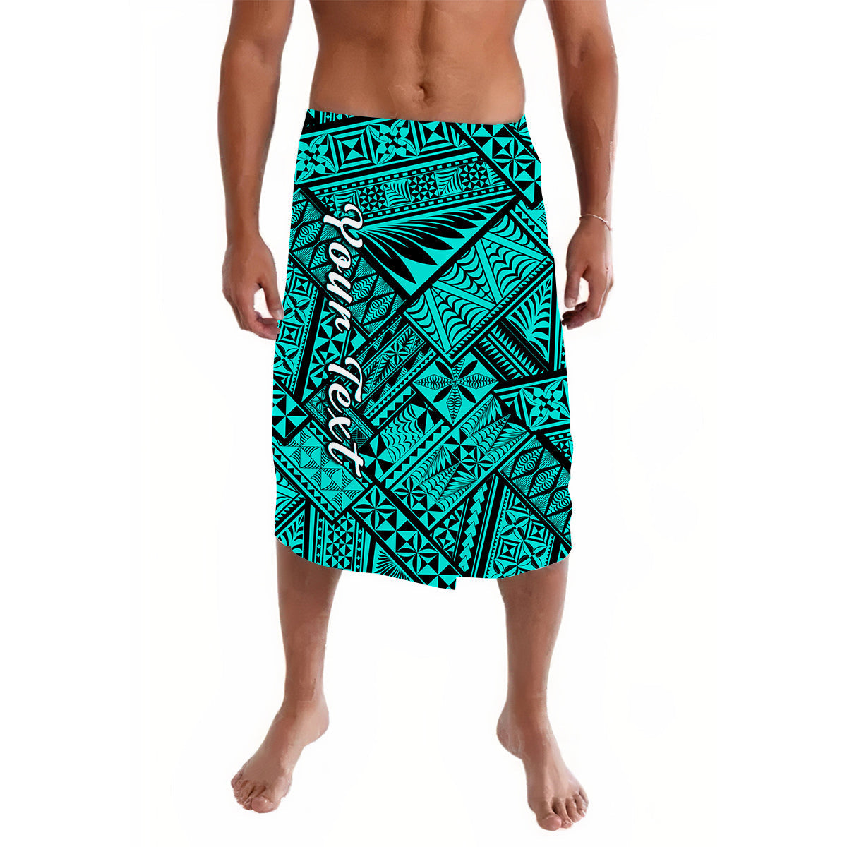 (Custom Personalised) Polynesia Lavalava Ngatu Tonga Pattern Special Turquoise