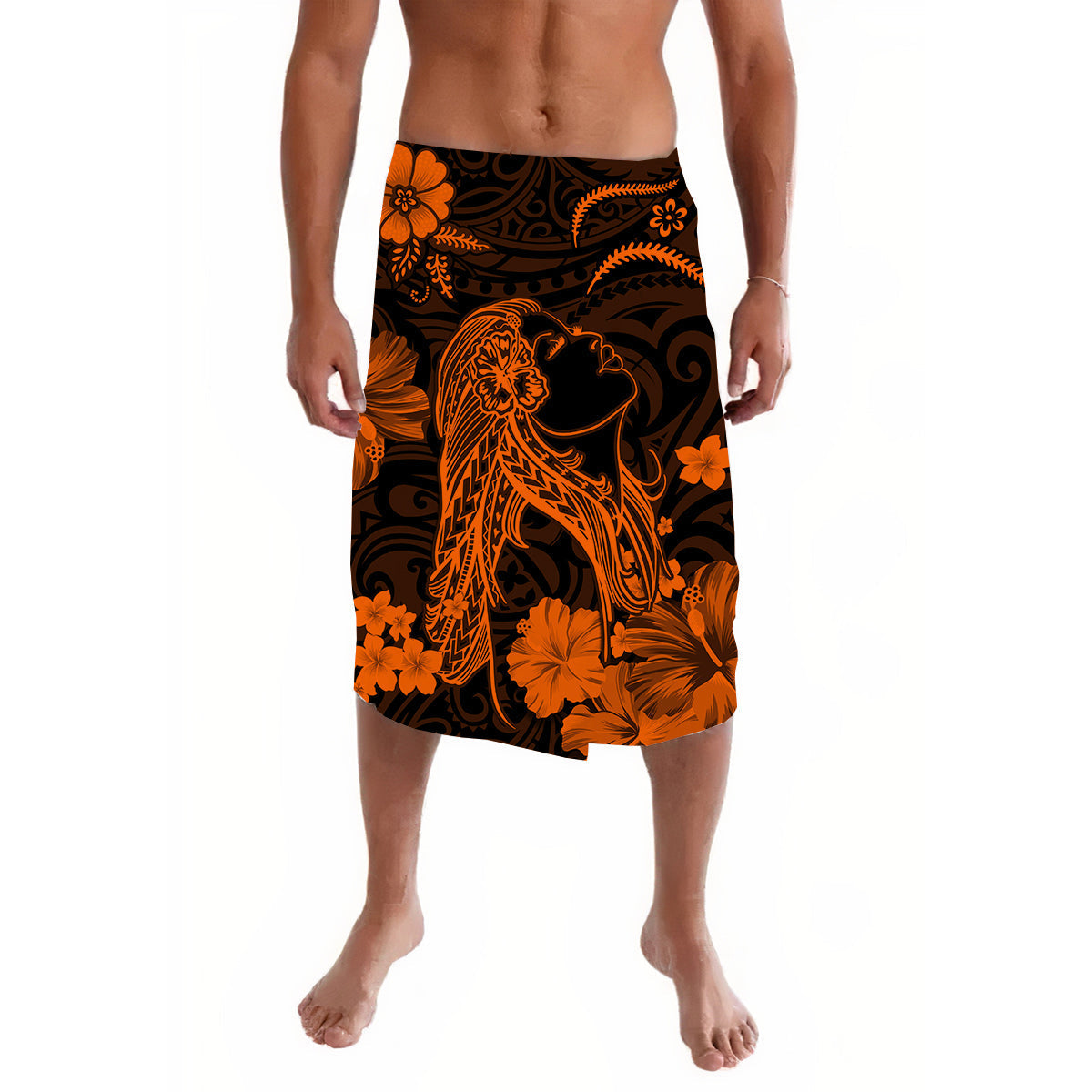 Hawaii Lavalava Polynesia Orange Beautiful Hula Girl