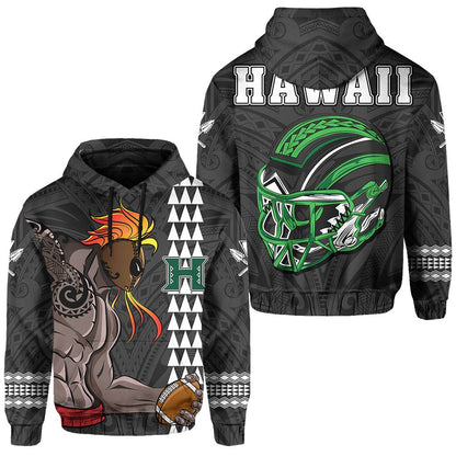 Polynesian Warrior Helmet Football Kanaka Kakau Hawaii Hoodie Gray
