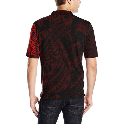 Maori Tattoo Style Black And Red Polo T Shirt