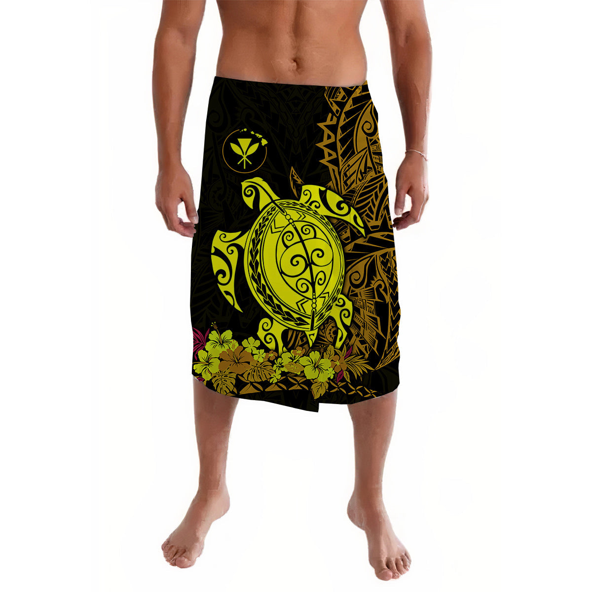 Hawaii Polynesian Lavalava Gold Sea Turtles Hawaiian