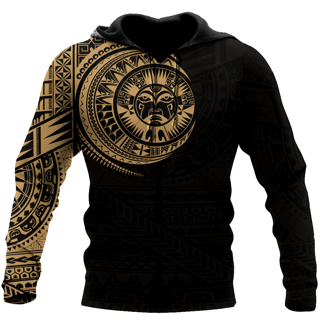 New Zealand Maori Tattoo Hoodie Gold
