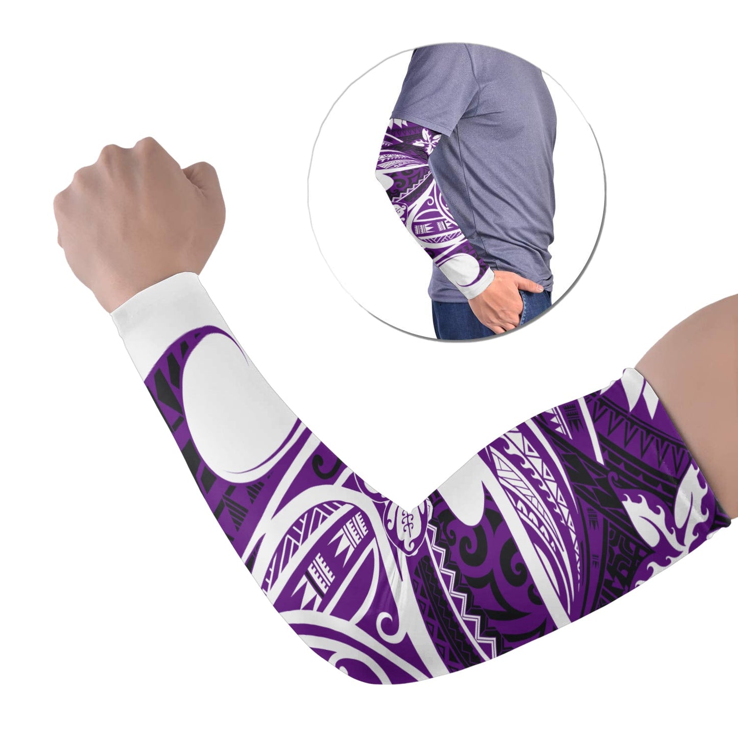 Polynesian Tribal Tattoo Arm Sleeve 43 (Set of Two) Purple