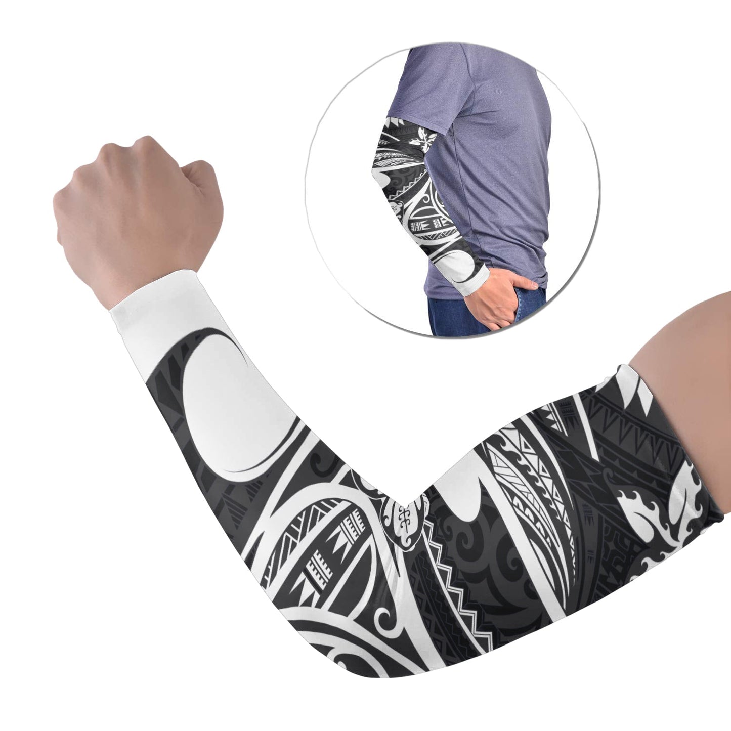 Polynesian Tribal Tattoo Arm Sleeve 43 (Set of Two) Black