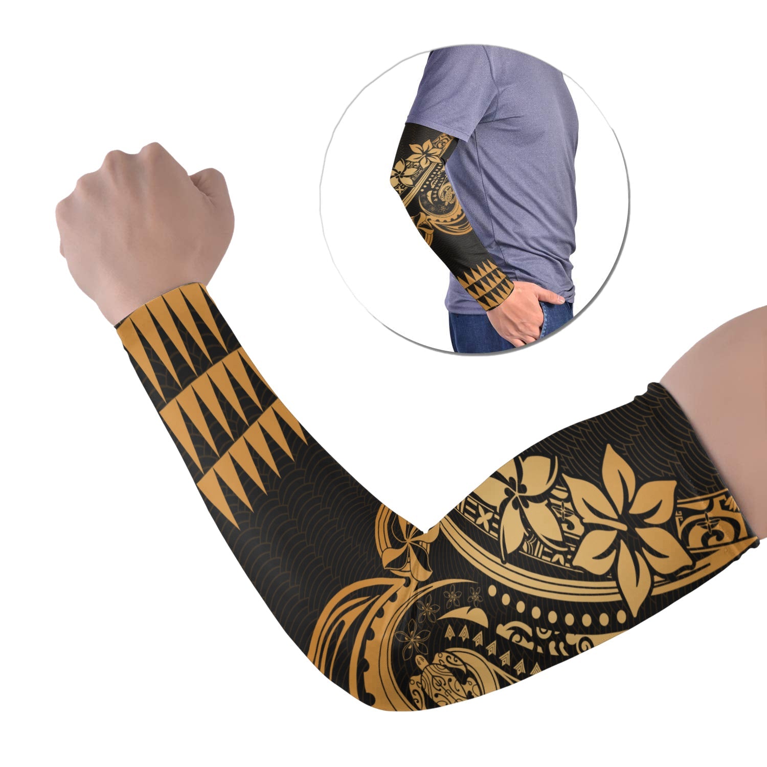 Kakau Hawaiian Polynesian Arm Sleeve 43 (Set of Two) Gold