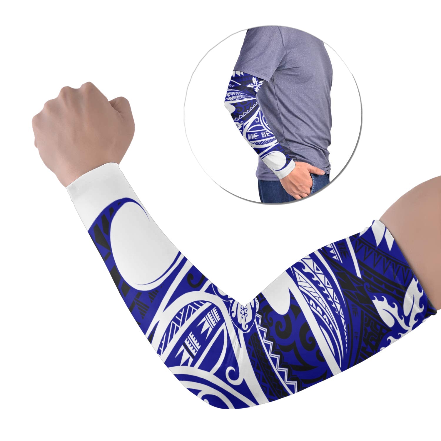Polynesian Tribal Tattoo Arm Sleeve 43 (Set of Two) Blue