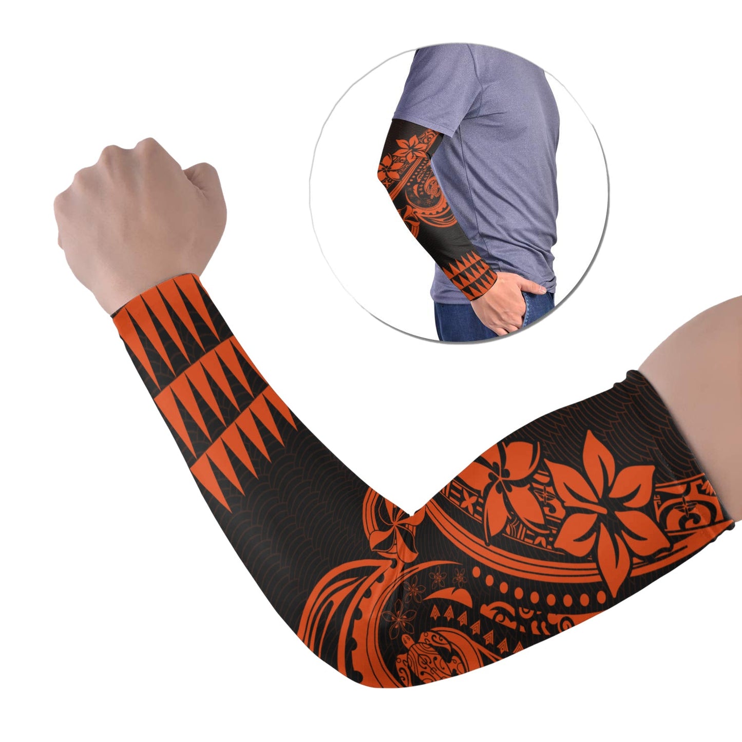 Kakau Hawaiian Polynesian Arm Sleeve 43 (Set of Two) Orange
