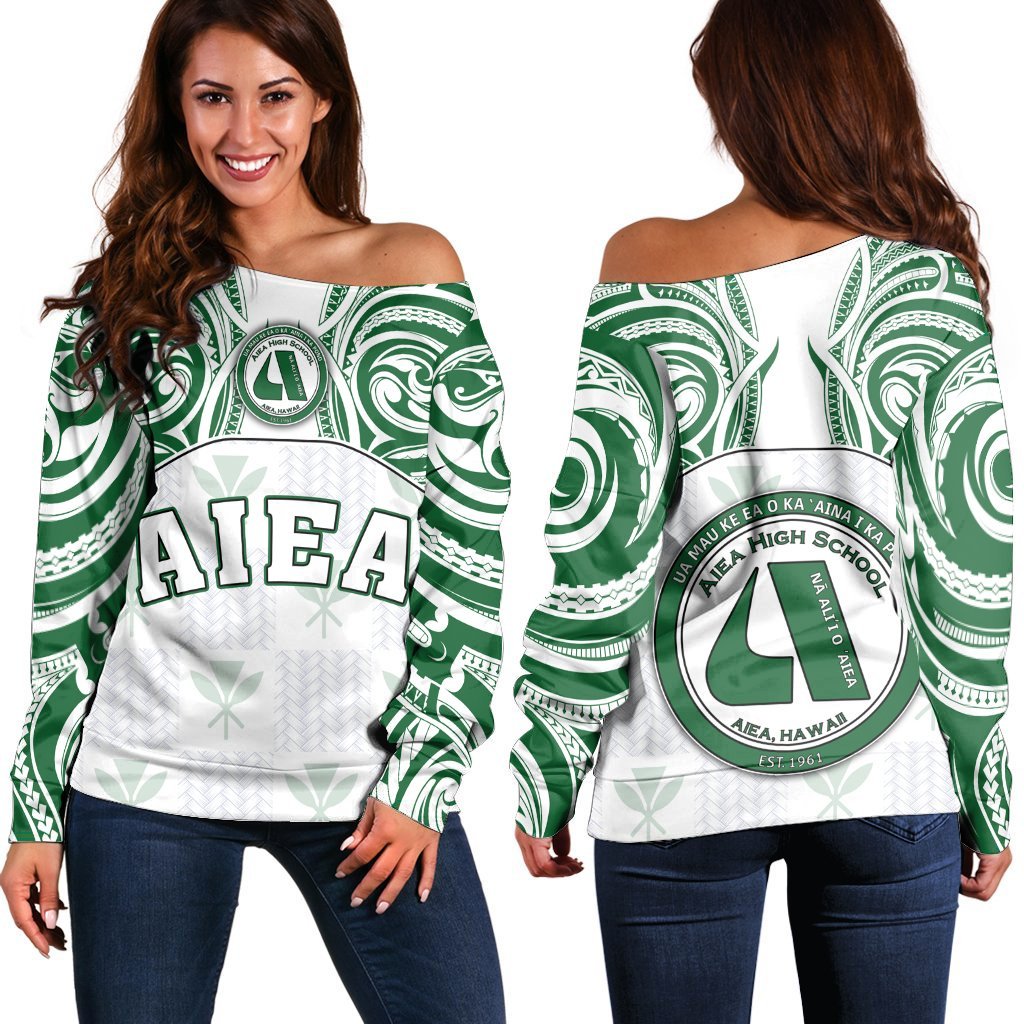 Hawaii Kanaka Aiea High School Off Shoulder Sweater Demodern Style AH