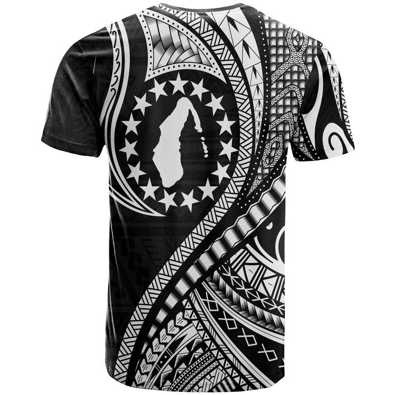 Aitutaki Cook Islands T Shirt Black Polynesian Wave Style