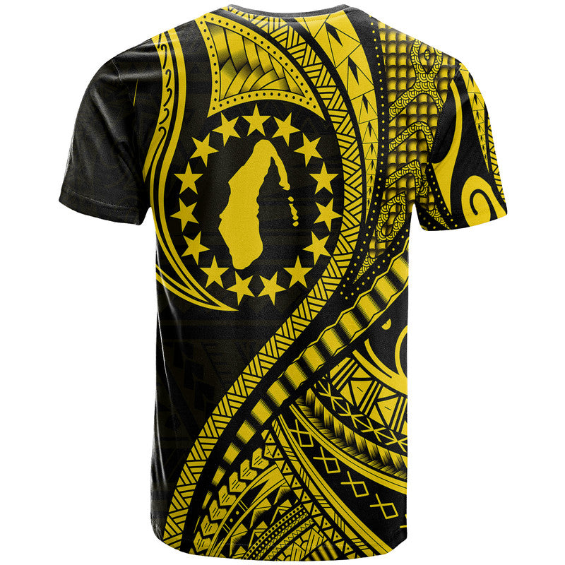 Aitutaki Cook Islands T Shirt Gold Polynesian Wave Style