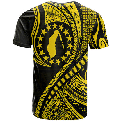 Aitutaki Cook Islands T Shirt Gold Polynesian Wave Style