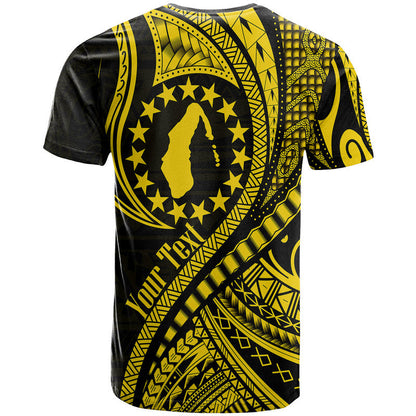 (Custom Personalised) Aitutaki Cook Islands T Shirt Gold Polynesian Wave Style