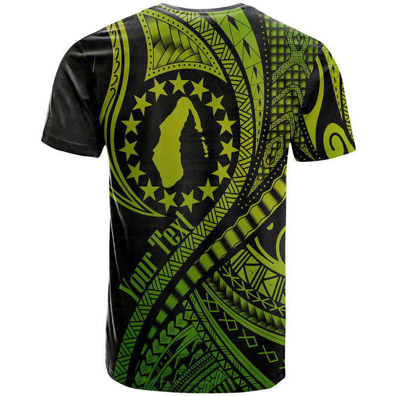 (Custom Personalised) Aitutaki Cook Islands T Shirt Green Polynesian Wave Style