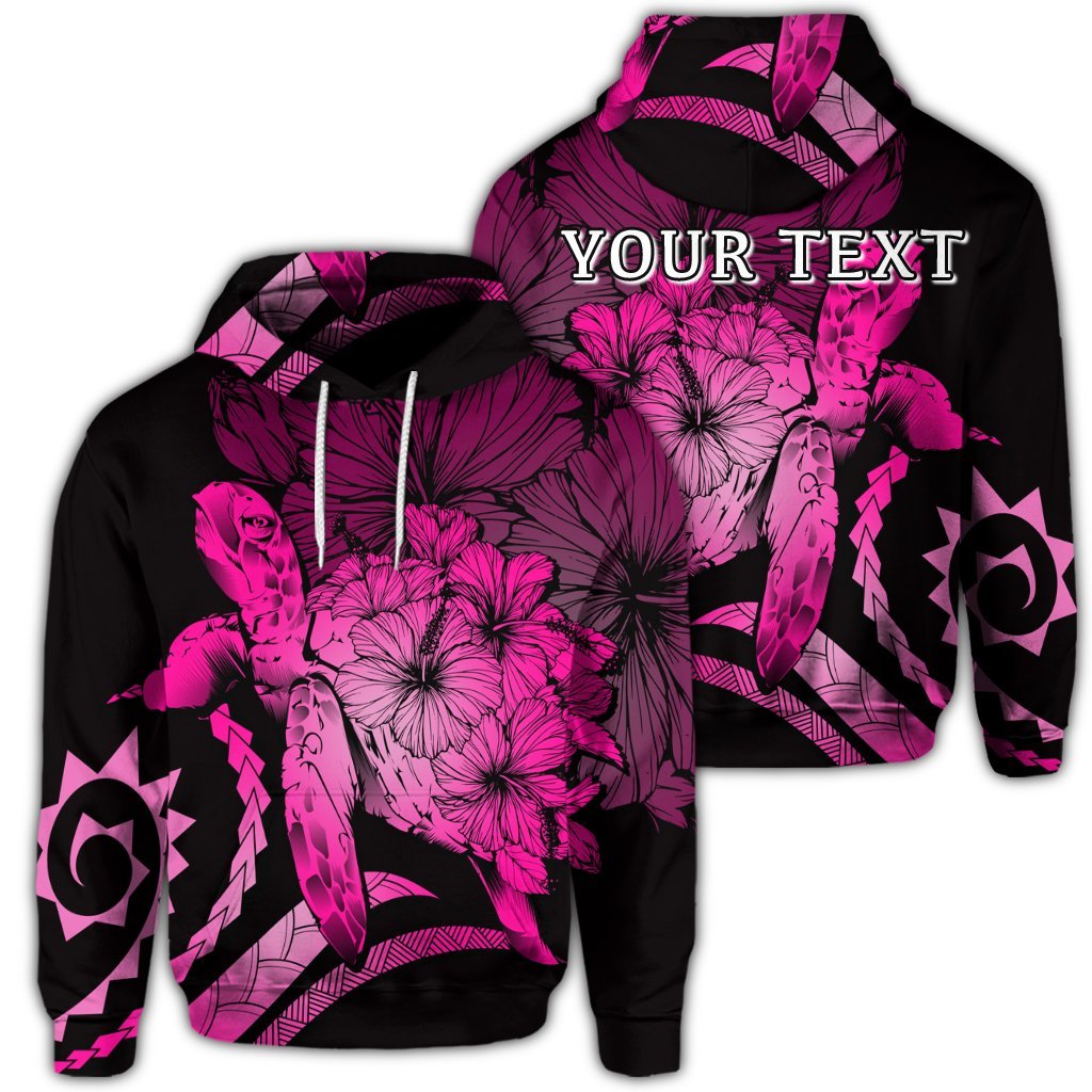 Personalised Hawaiian Hawaii Turtle Hibiscus Polynesian Vintage Hoodie Pink AH