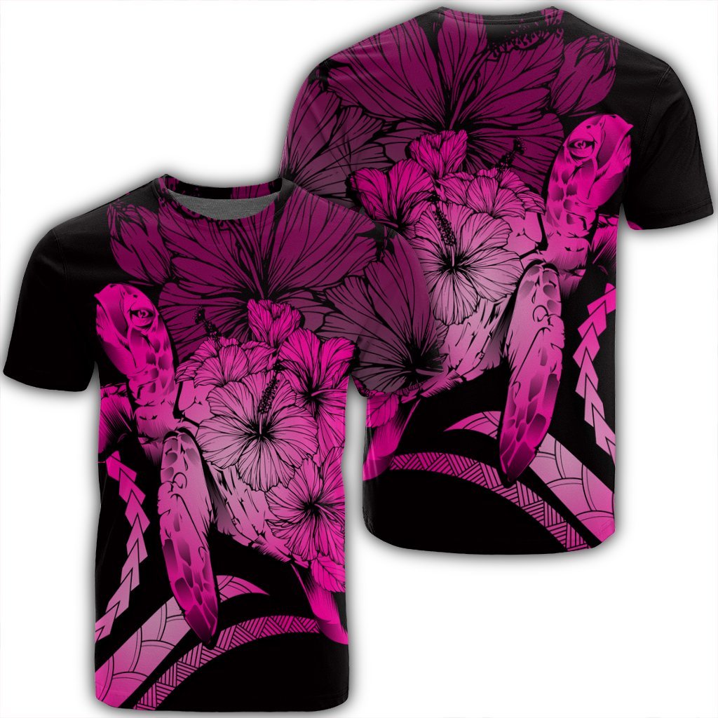 Hawaiian - Hawaii Turtle Hibiscus Polynesian Vintage T-Shirt - Pink - Ah
