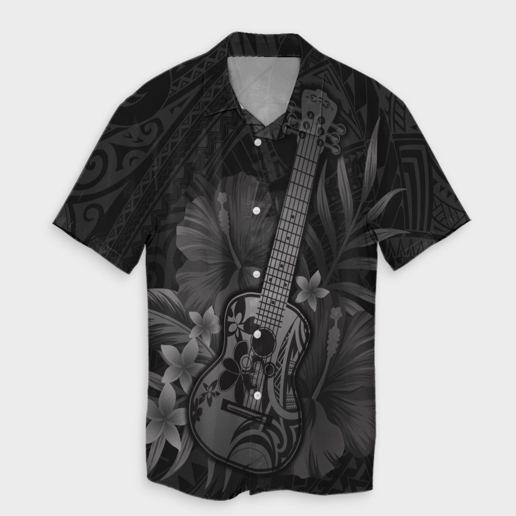 Hawaiian - Hawaii Ukulele Flower Hawaiian Shirt - Gray - AH