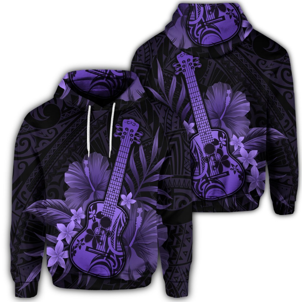 Hawaiian Hoodie Hawaiian Ukulele Flower Hoodie Purple