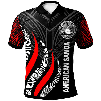 American Samoa Polo Shirt - American Samoa Strong Fire Pattern Red