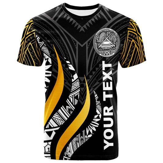 American Samoa Custom Personalisedt - Shirts - American Samoa Strong Fire Pattern Gold