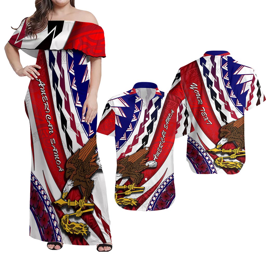 Matching Outfits For Couples Combo American Samoa Dress and Hawaiian Shirt