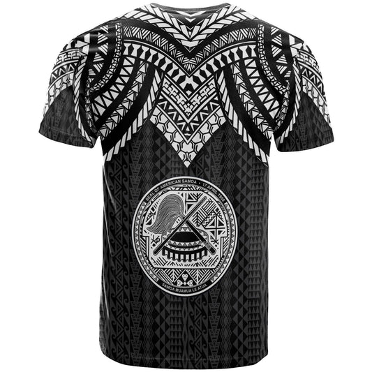 American Samoa Custom Personalised T - Shirt - Polynesian Armor Style Black