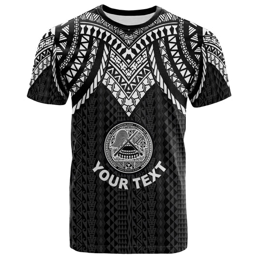 American Samoa Custom Personalised T - Shirt - Polynesian Armor Style Black