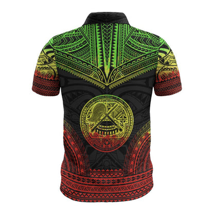 American Samoa Polo Shirt - American Samoa Seal Polynesian Chief Tattoo Reggae Version